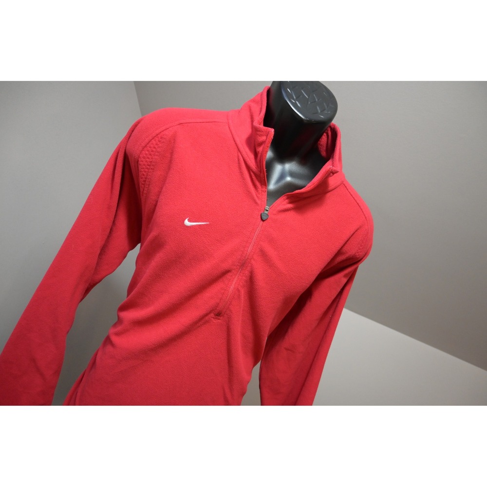 Nike Quarter Zip Pullover Mens Large Red Therma-FIT Fleece Swoosh Excellent
